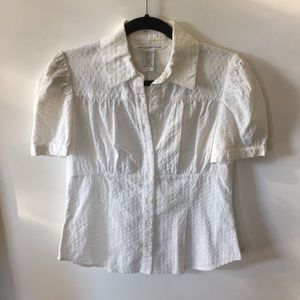 White lace short sleeve blouse